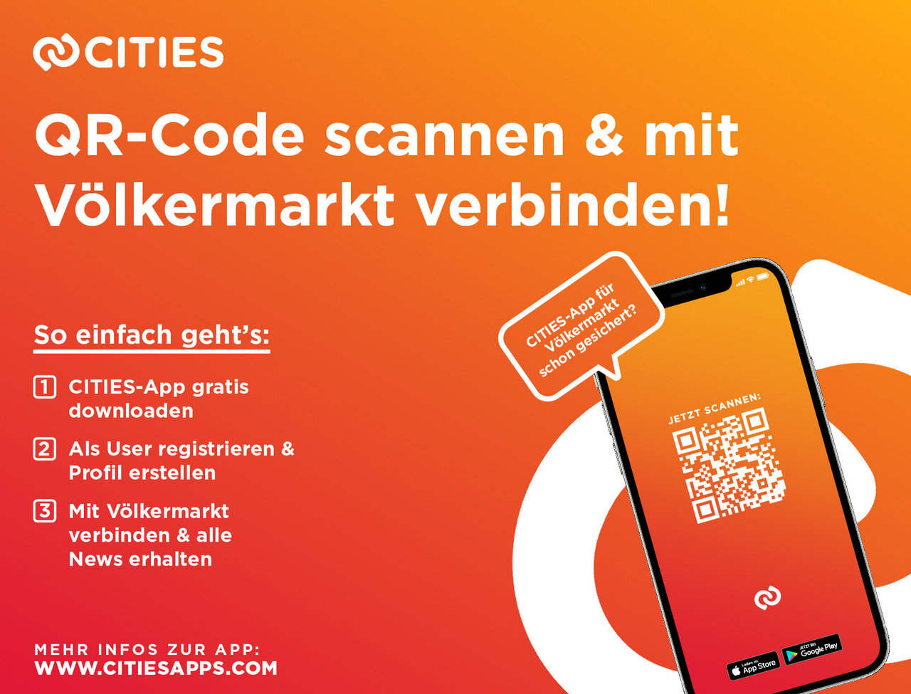 CITIES QR-Code scannen & mit Völkermarkt verbinden!